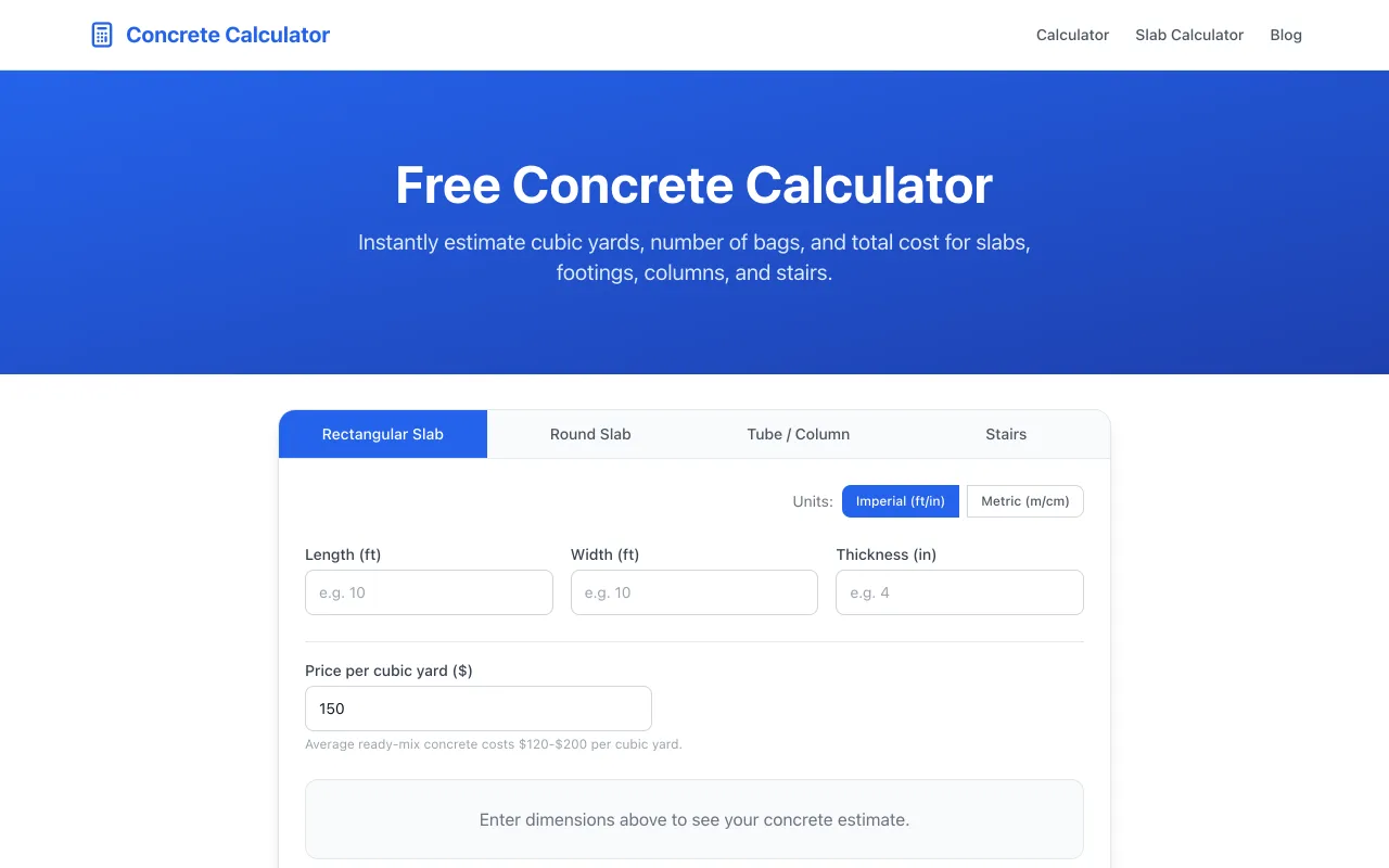 Concrete Calculator preview