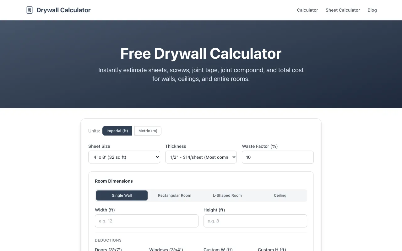 Drywall Calculator preview